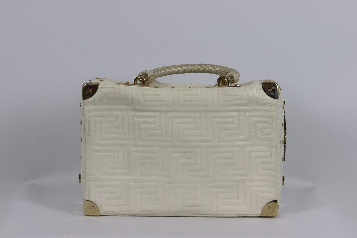 GIANNI VERSACE COUTURE VINTAGE EMBROIDERED LEATHER TOTE BAG
