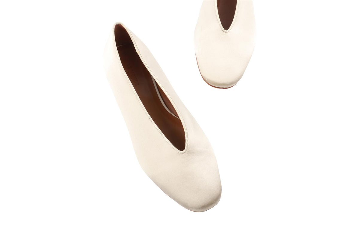 BERYL CREAM SATIN BALLET FLATS