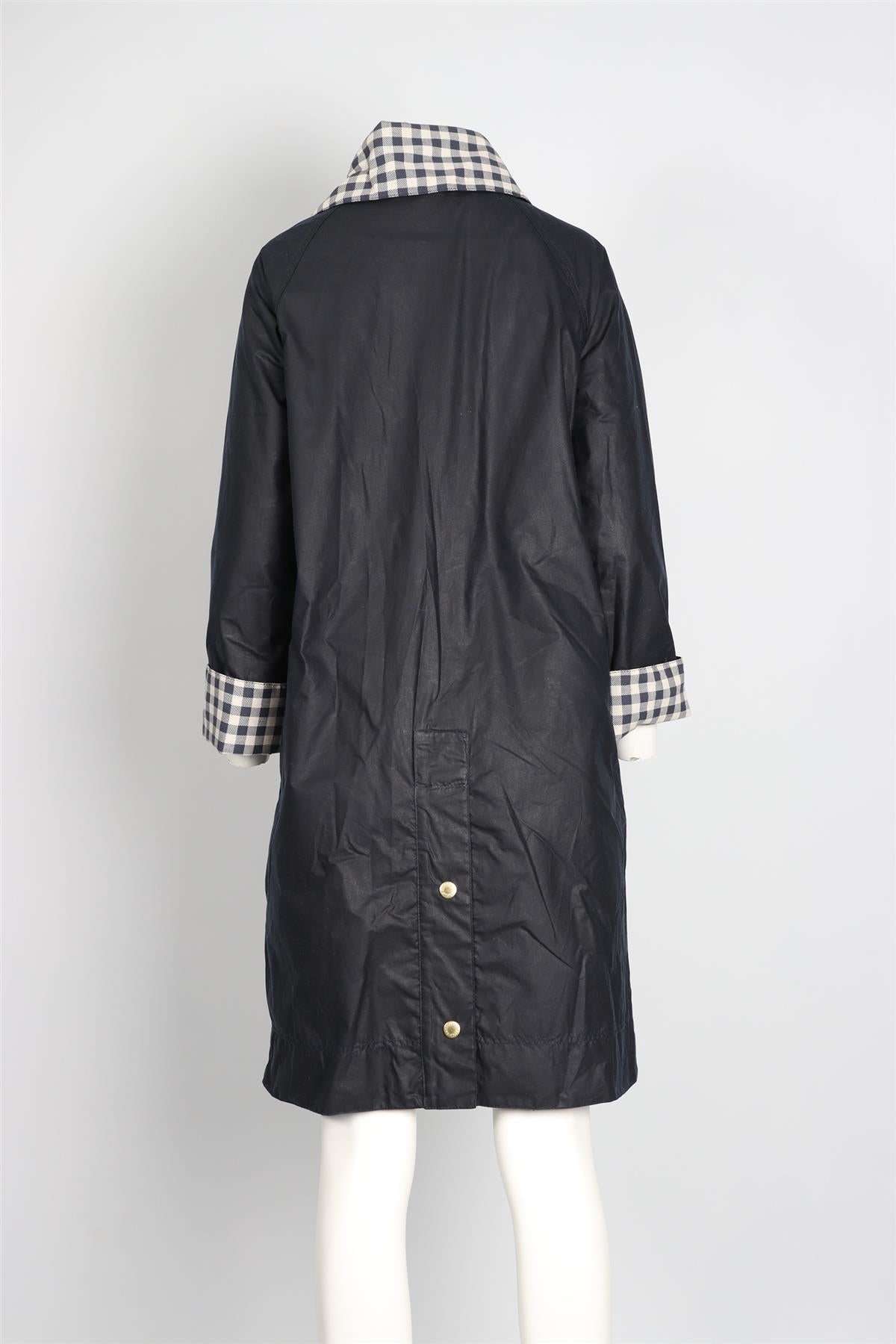 BARBOUR NAVY WAXED COTTON COAT UK 8