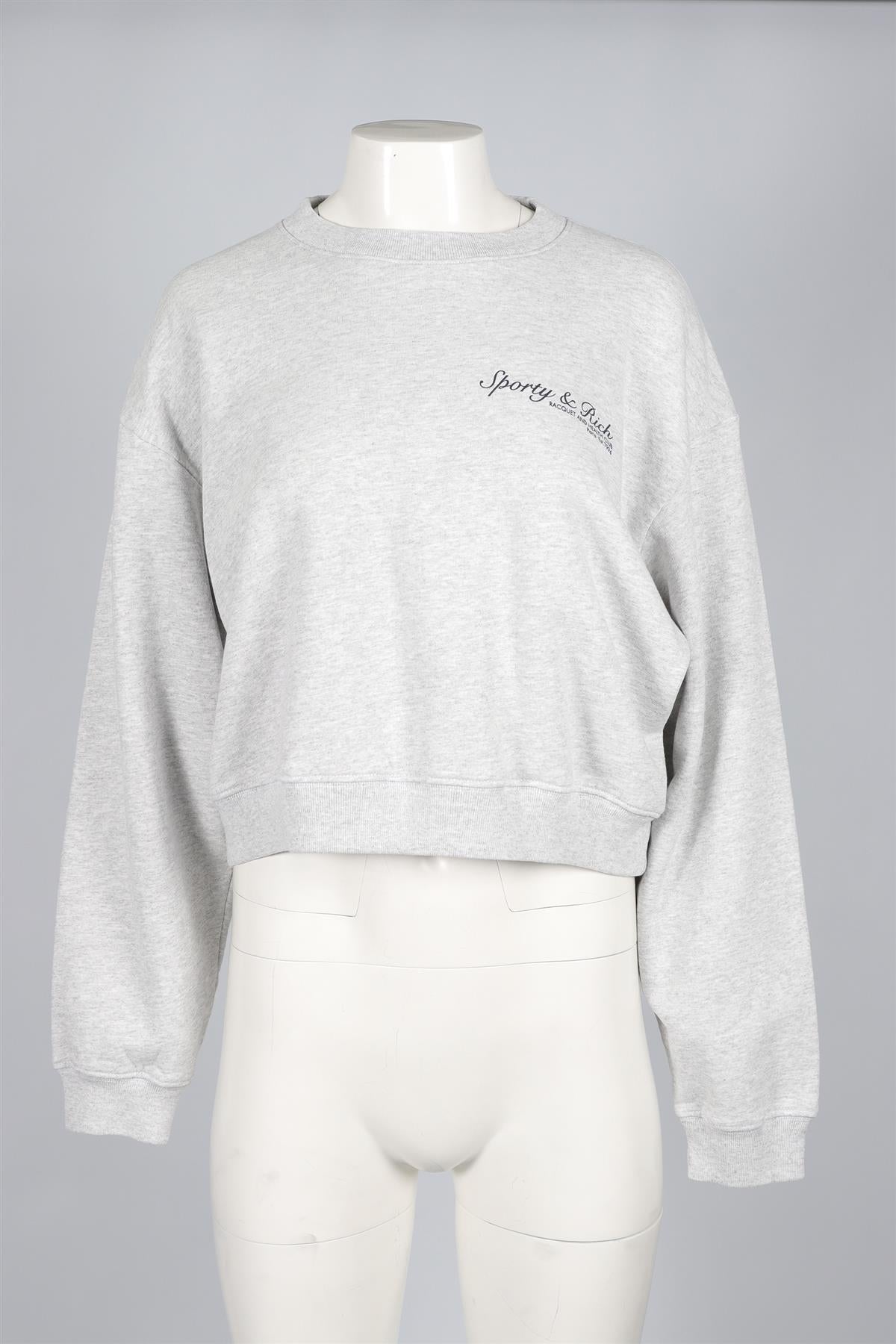 SPORTY & RICH GREY COTTON SWEATSHIRT MEDIUM
