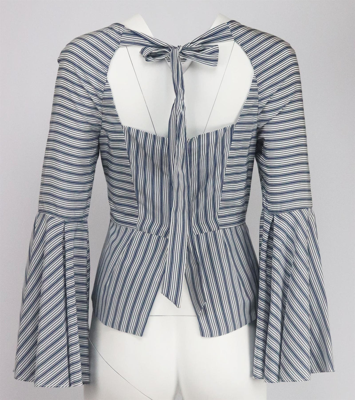 MILLY FLUTED STRIPED COTTON BLEND SHIRT US 10 UK 14