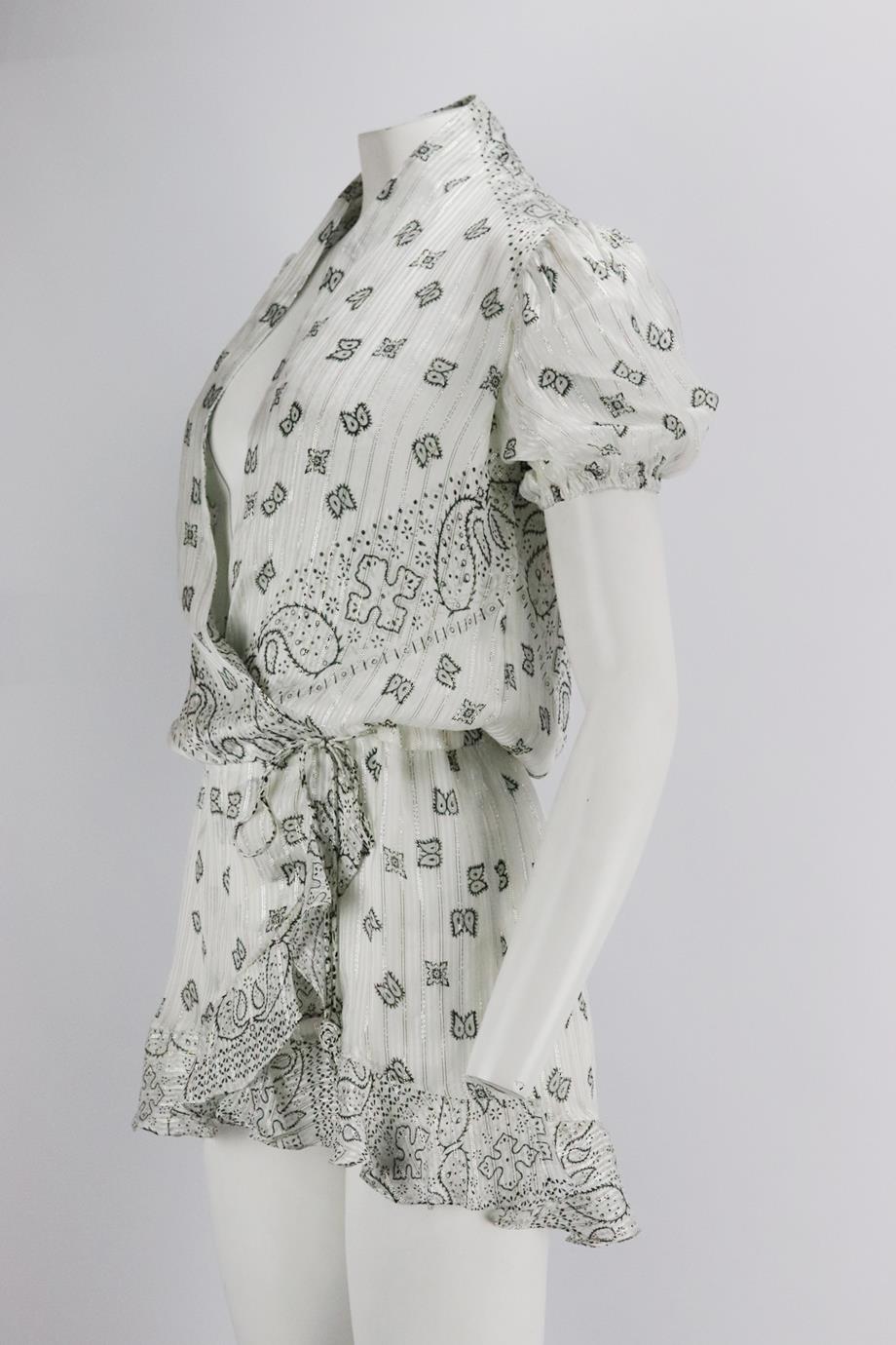 ROCOCO SAND WRAP EFFECT PRINTED SATIN MINI DRESS SMALL