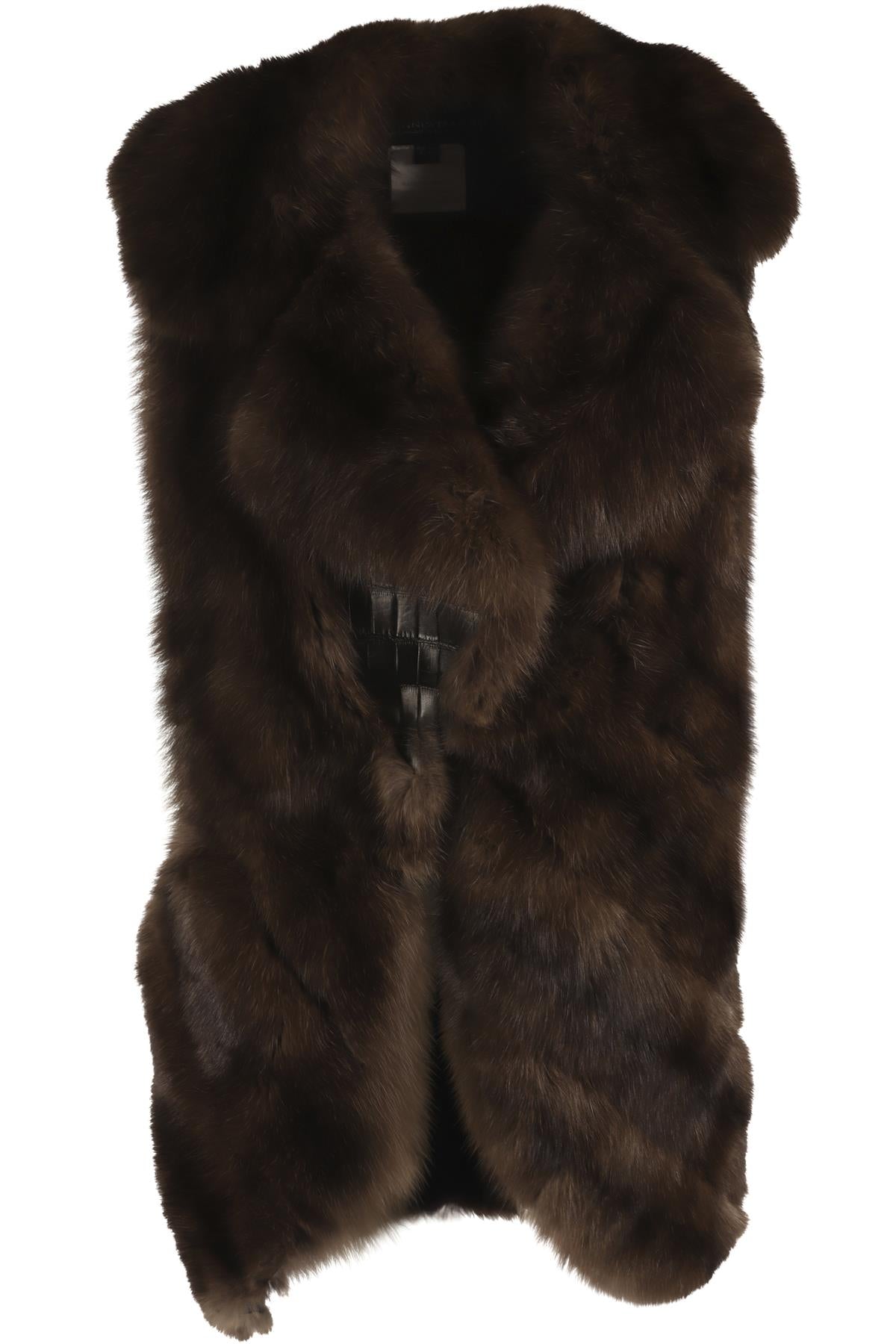 DENNIS BASSO BROWN SABLE FUR GILET SMALL