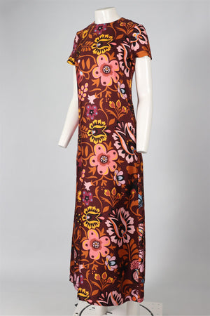 LA DOUBLE J BURGUNDY SILK MAXI DRESS X-SMALL