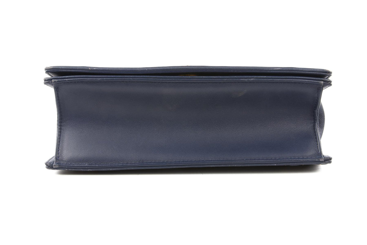 CHRISTIAN DIOR NAVY DIORAMA MEDIUM LEATHER SHOULDER BAG