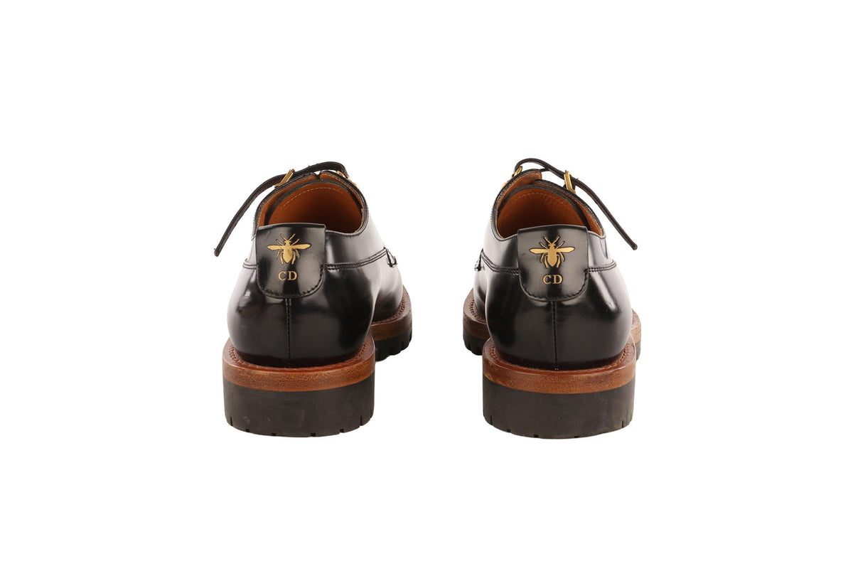 CHRISTIAN DIOR BLACK LEATHER DERBY SHOES EU 37 UK 4