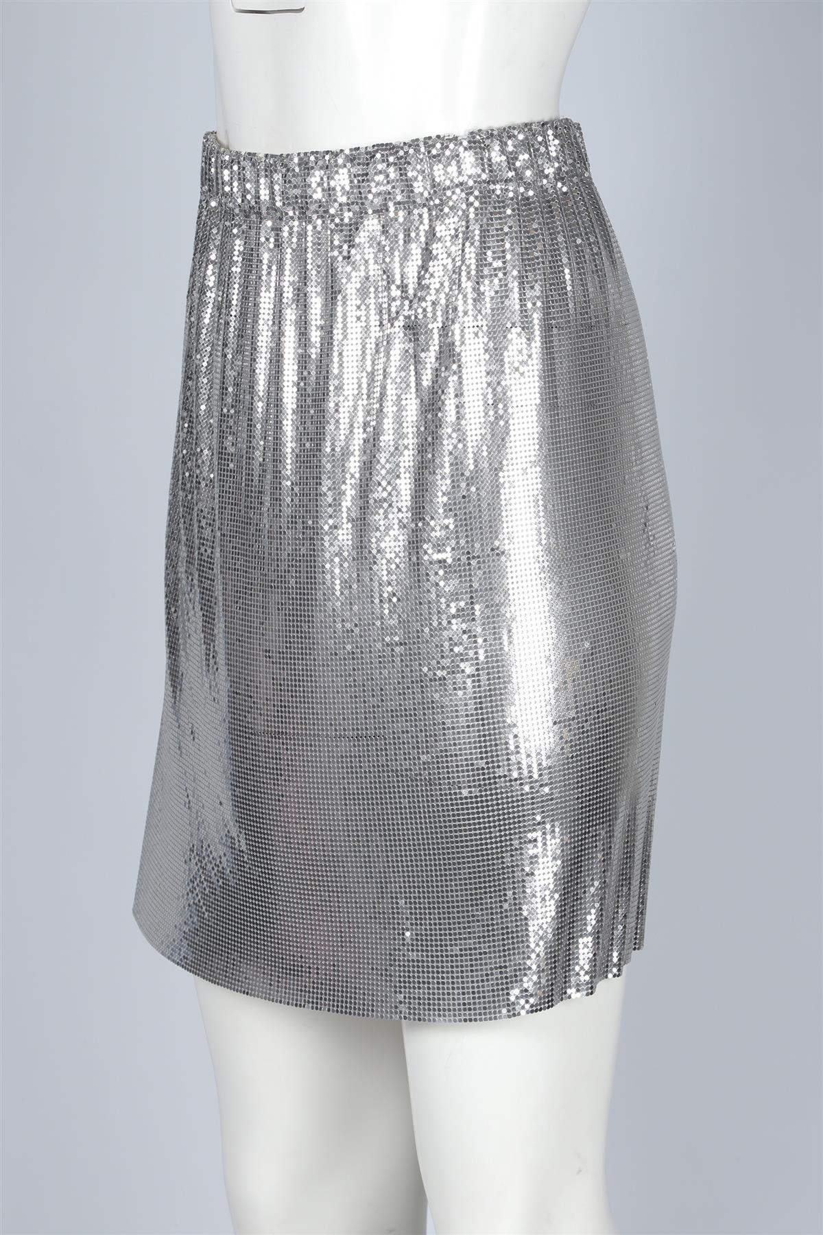 PACO RABANNE SILVER CHAINMAIL MINI SKIRT MEDIUM