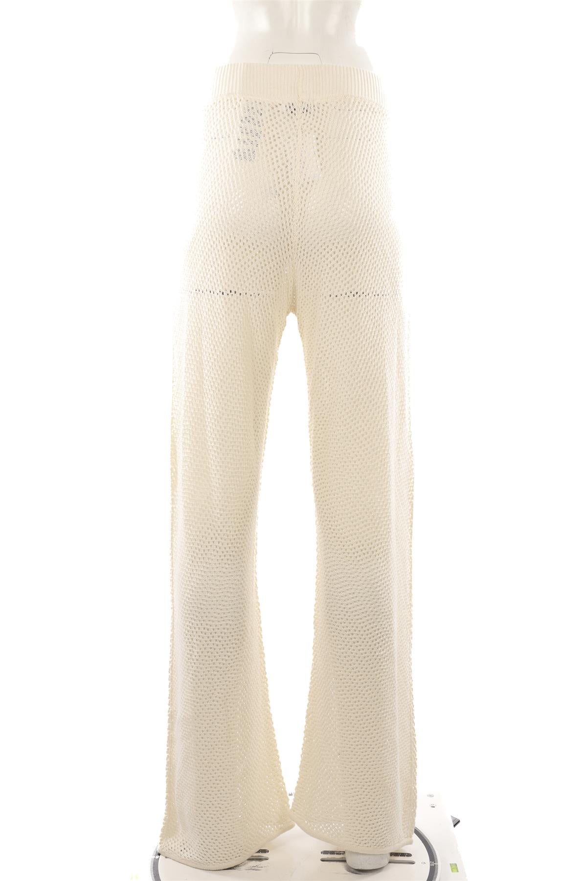 THE BANK IVORY CROCHET FLARED PANTS LARGE