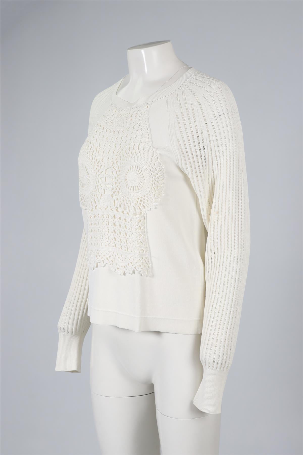 CHLOÉ WHITE COTTON BLEND SWEATER SMALL