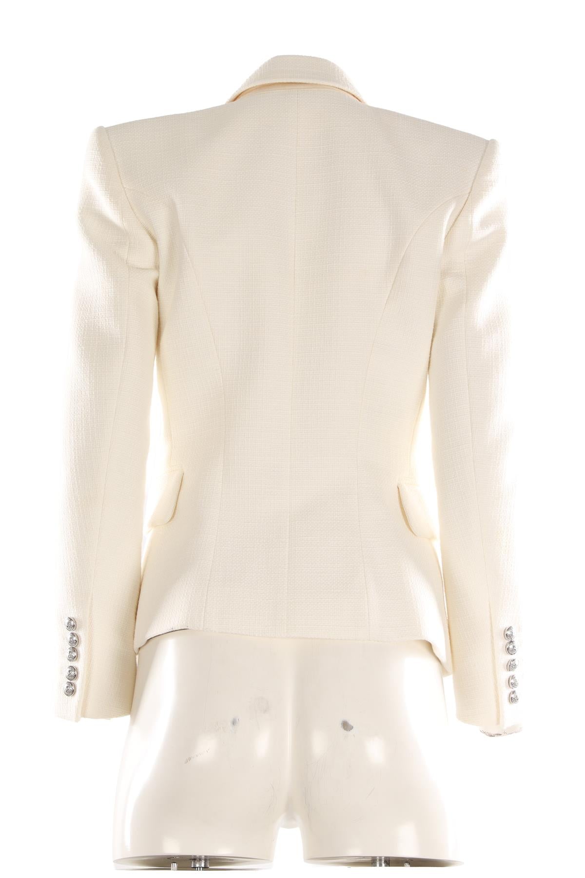 BALMAIN WHITE COTTON BLAZER FR 38 UK 10