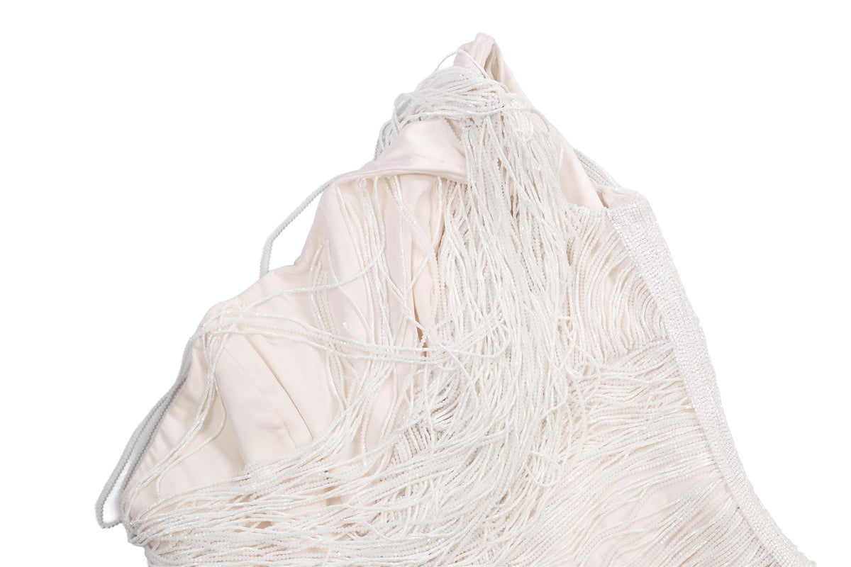 RALPH & RUSSO WHITE BEADED MINI DRESS XSMALL