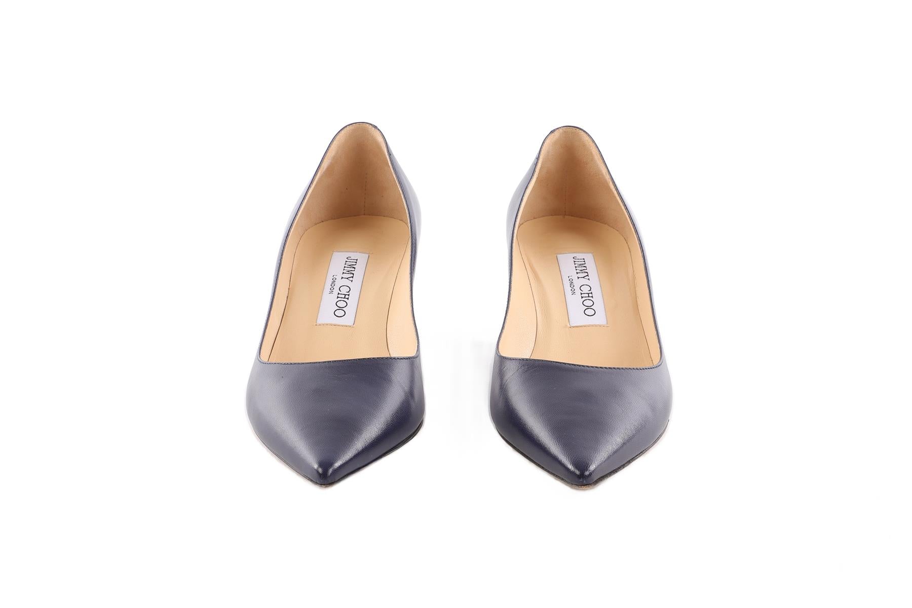 JIMMY CHOO NAVY LEATHER PUMPS EU 36.5 UK 3.5 US 6.5