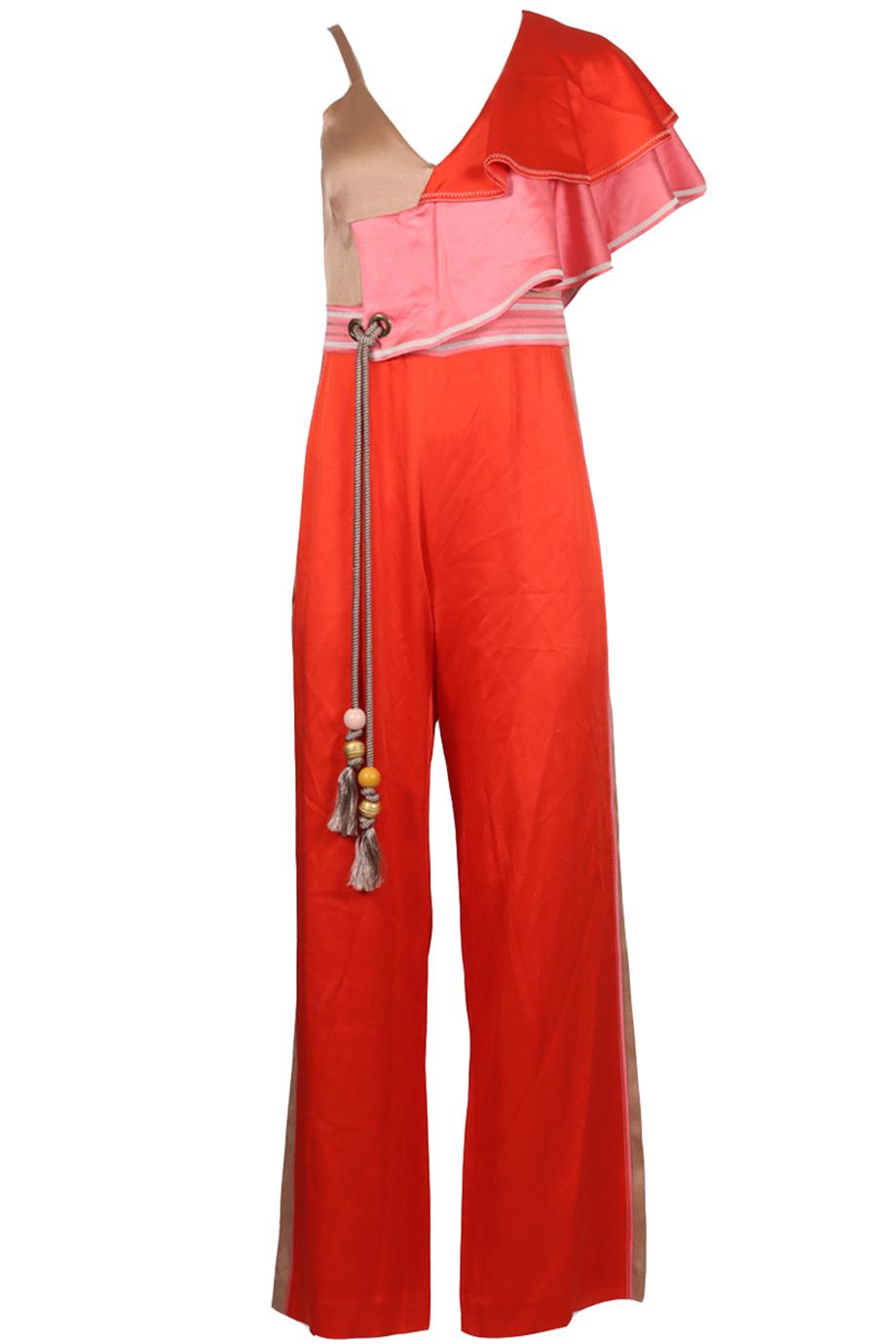 PETER PILOTTO RUFFLED SATIN JUMPSUIT UK 8