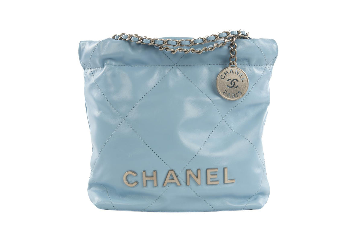 CHANEL BLUE 2023 22 MINI QUILTED LEATHER SHOULDER BAG