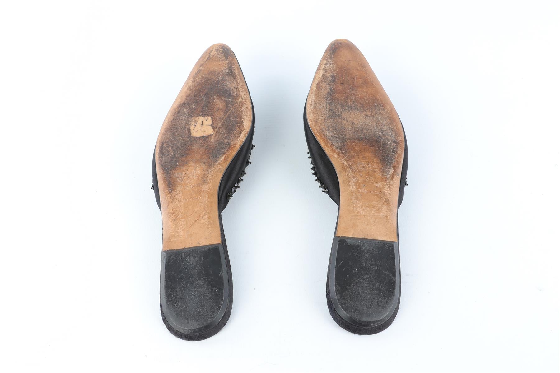PRADA BLACK SATIN FLATS EU 39 UK 6 US 9