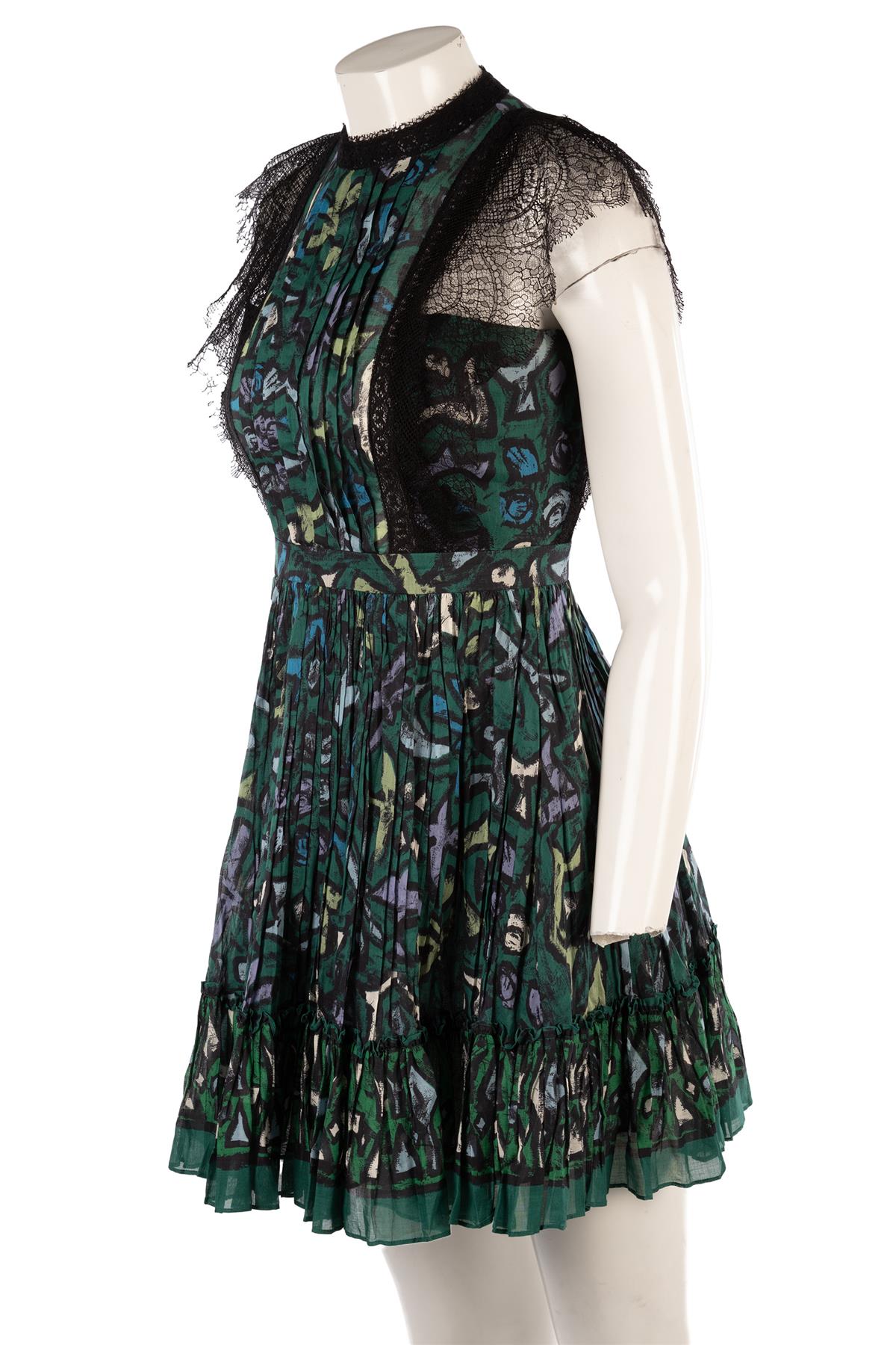 VALENTINO GREEN COTTON MINI DRESS IT 38 UK 6