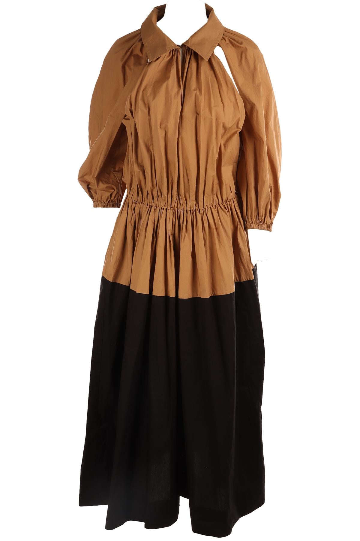 ESSE STUDIOS TAN COTTON MIDI DRESS UK 8