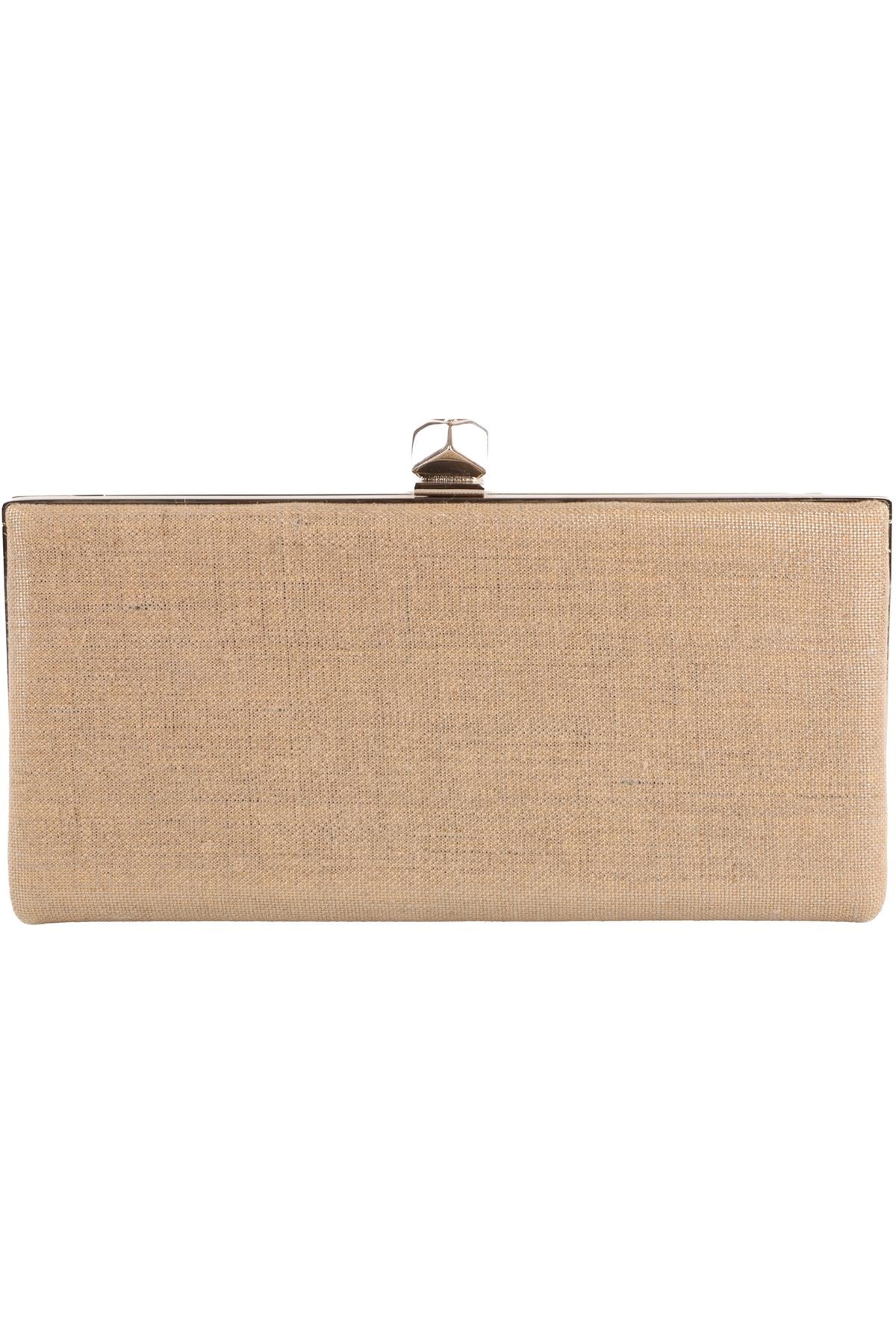 JIMMY CHOO GOLD CANVAS CLUTCH