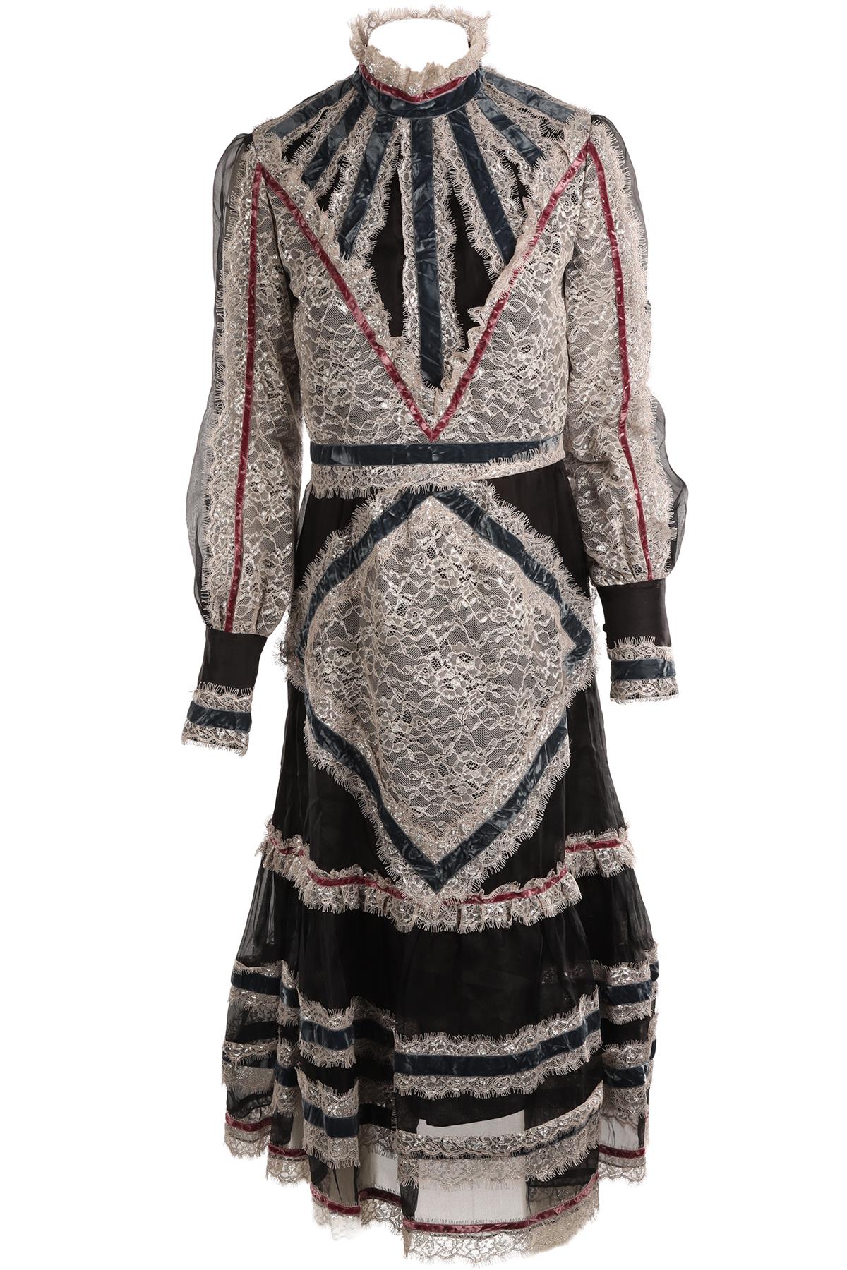 ERDEM BLACK SILK MIDI DRESS UK 10