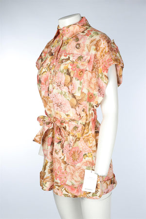 ZIMMERMANN PINK LINEN PLAYSUIT UK 14