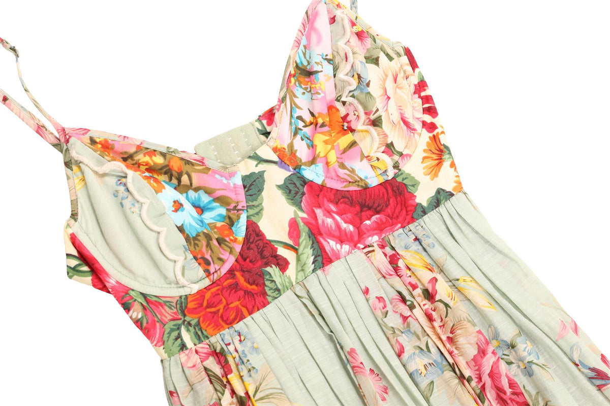 ZIMMERMANN MULTI LINEN MINI DRESS 1 UK 10