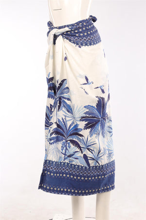 FARM RIO BLUE LINEN PANTS MEDIUM