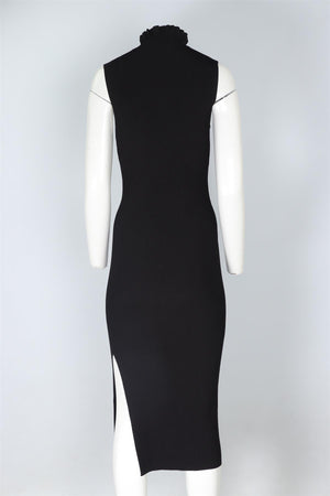 THEORY BLACK KNIT MIDI DRESS MEDIUM