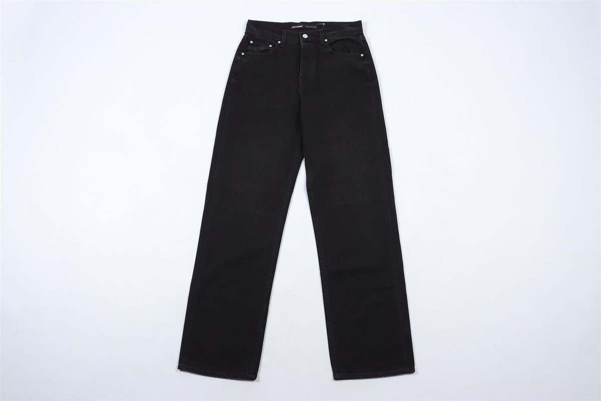 GRLFRND BLACK HIGH RISE WIDE LEG JEANS W24 UK 6