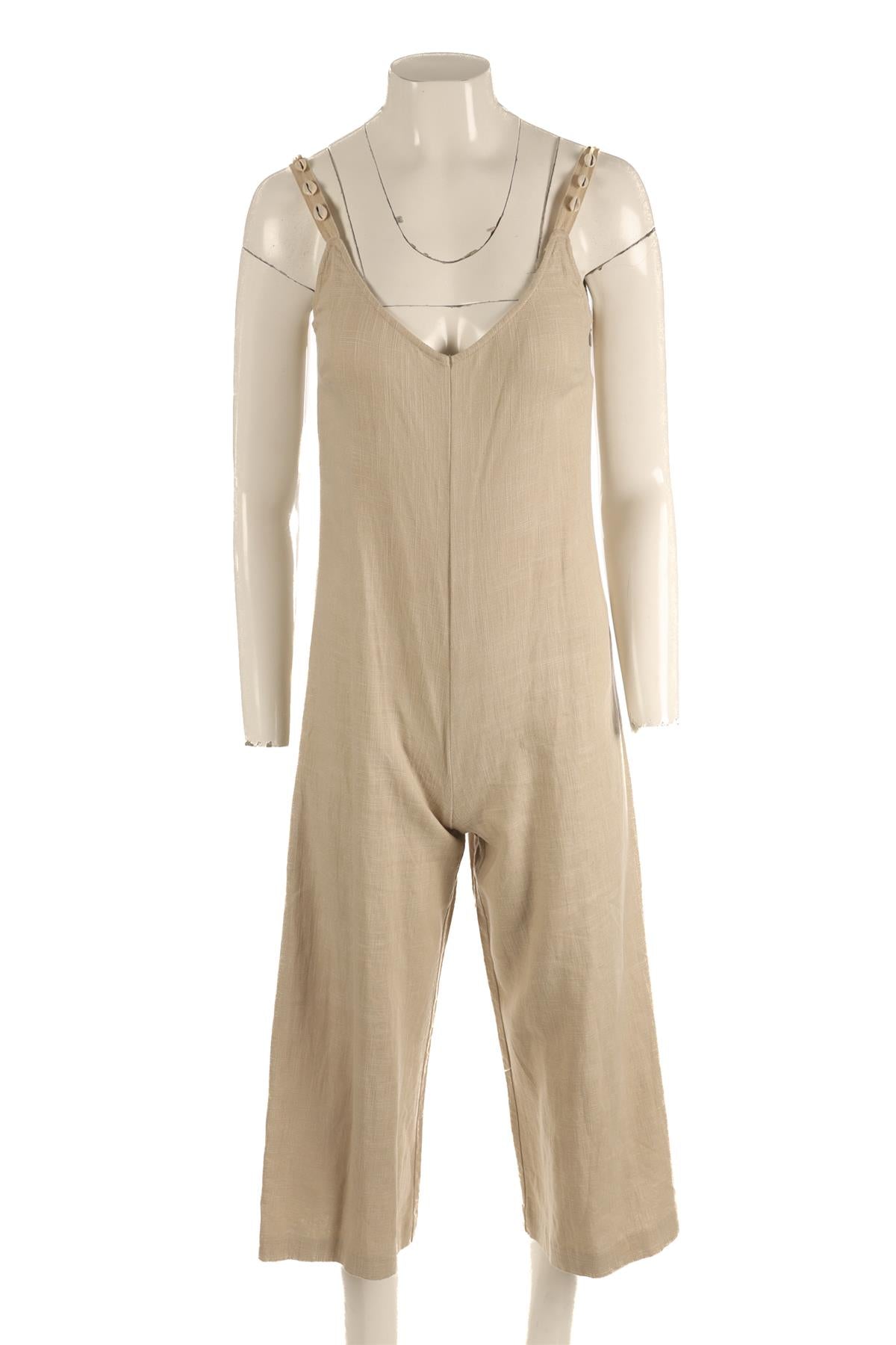 STAUD BEIGE LINEN JUMPSUIT XSMALL
