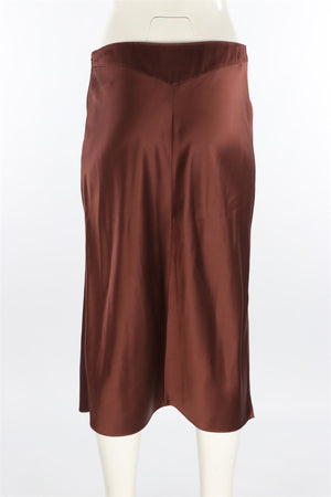 JOSEPH BROWN SILK MIDI SKIRT FR 38 UK 10