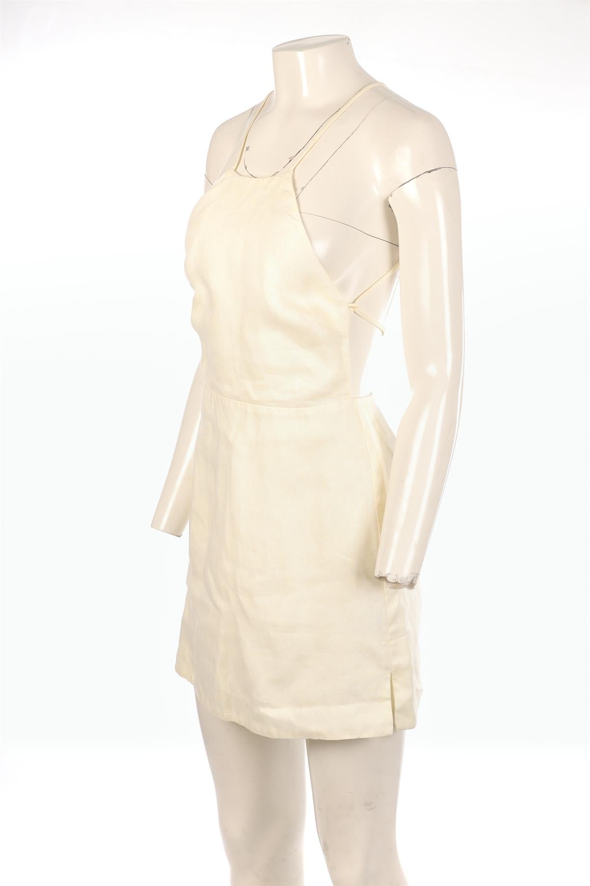 BONDI BORN YELLOW LINEN MINI DRESS XSMALL
