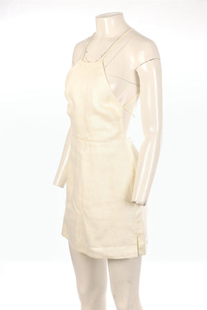 BONDI BORN YELLOW LINEN MINI DRESS XSMALL