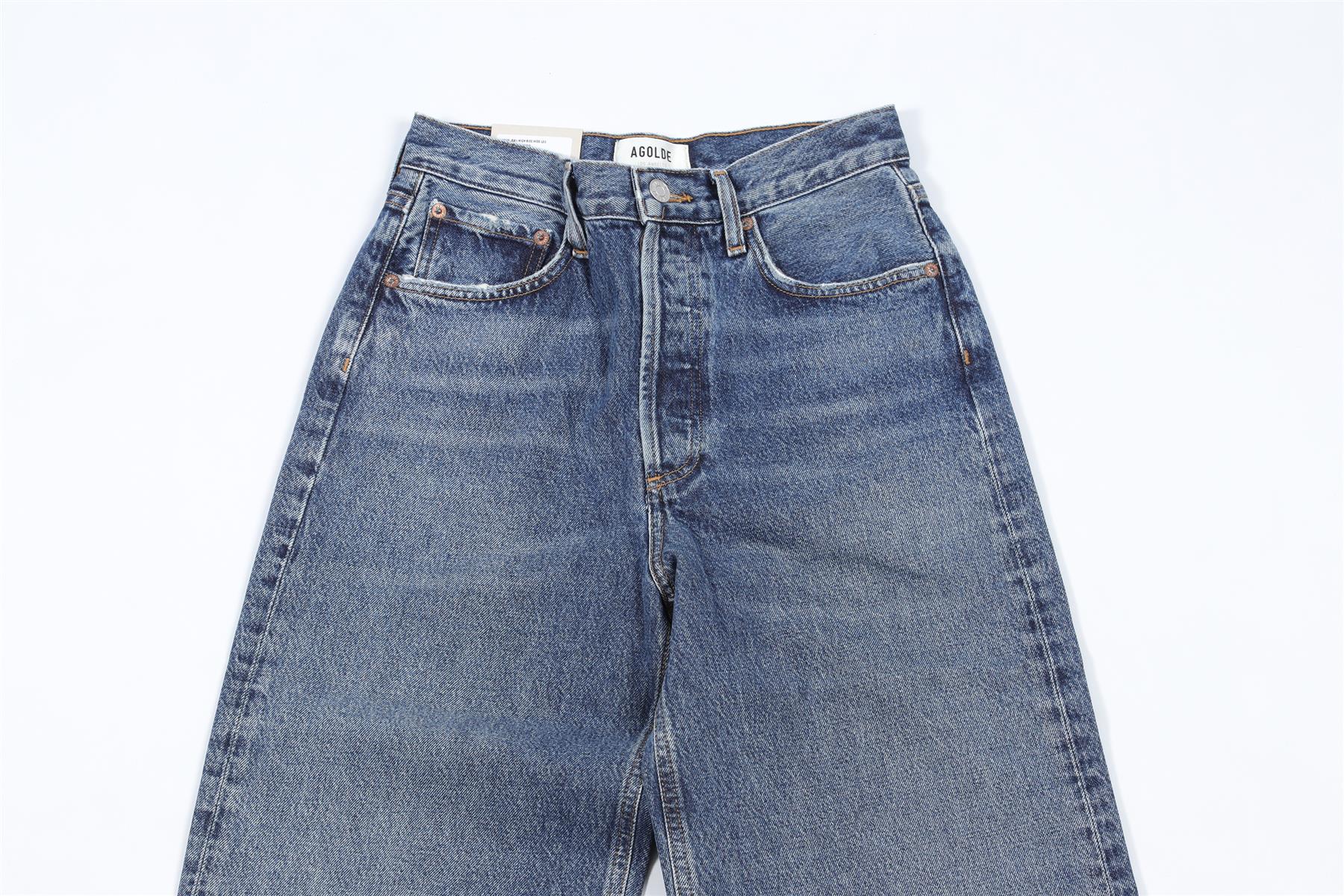 AGOLDE NAVY HIGH RISE WIDE LEG JEANS W24 UK 6