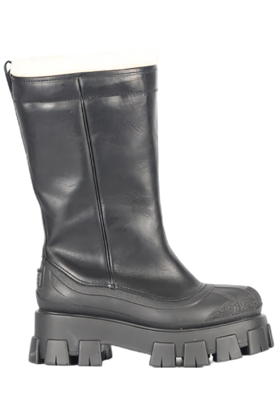 PRADA SHEARLING AND LEATHER KNEE HIGH BOOTS EU 37-38 UK 4-5 US 7-8