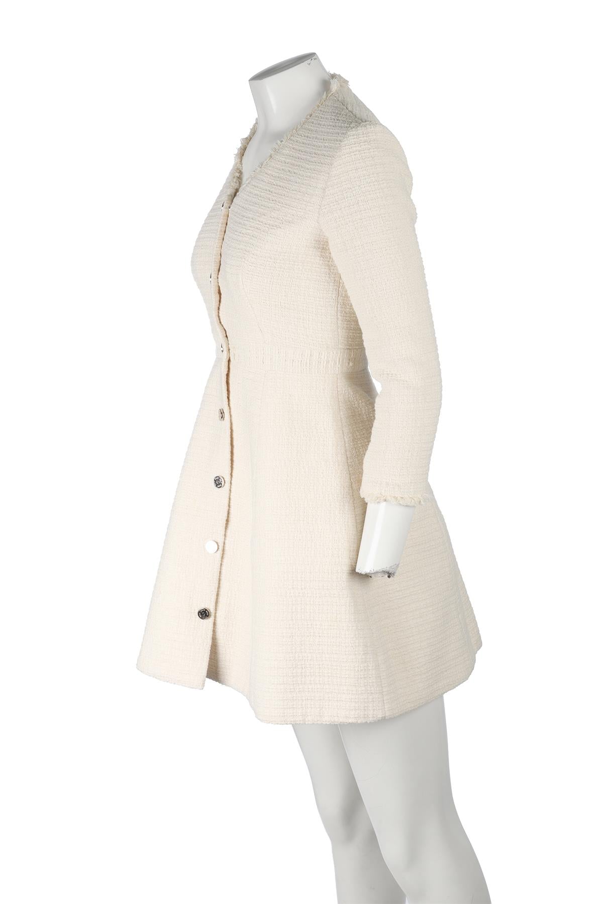 MAJE CREAM TWEED MINI DRESS SMALL