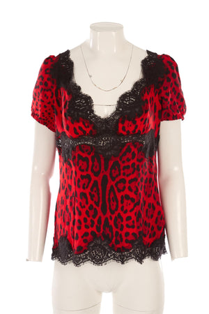 DOLCE & GABBANA RED SILK TOP IT 48
