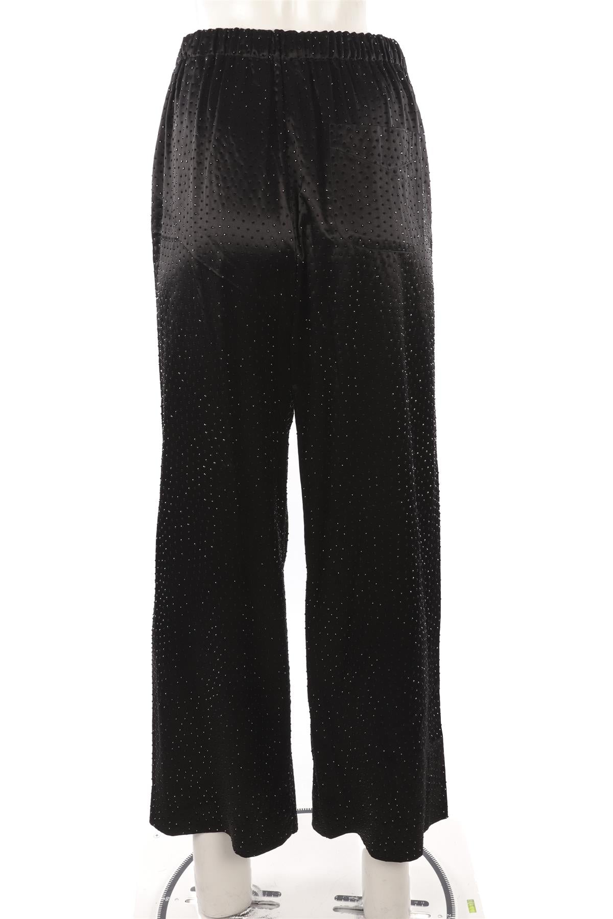 BALENCIAGA BLACK CRYSTAL WIDE LEG PANTS FR 36 UK 8