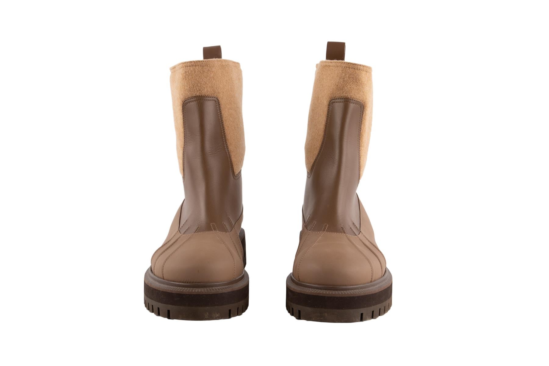 LORO PIANA BROWN REGENT LEATHER ANKLE BOOTS EU 39