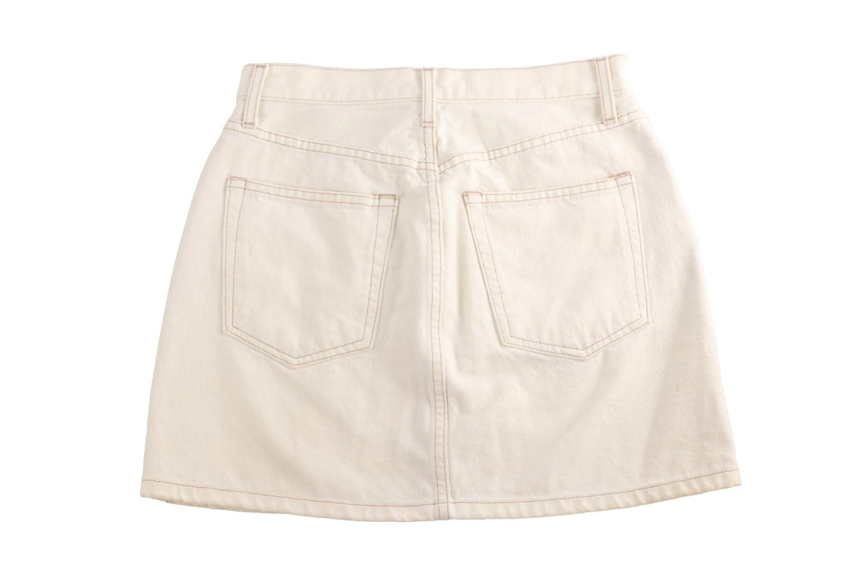 WHITE DENIM MINI SKIRT