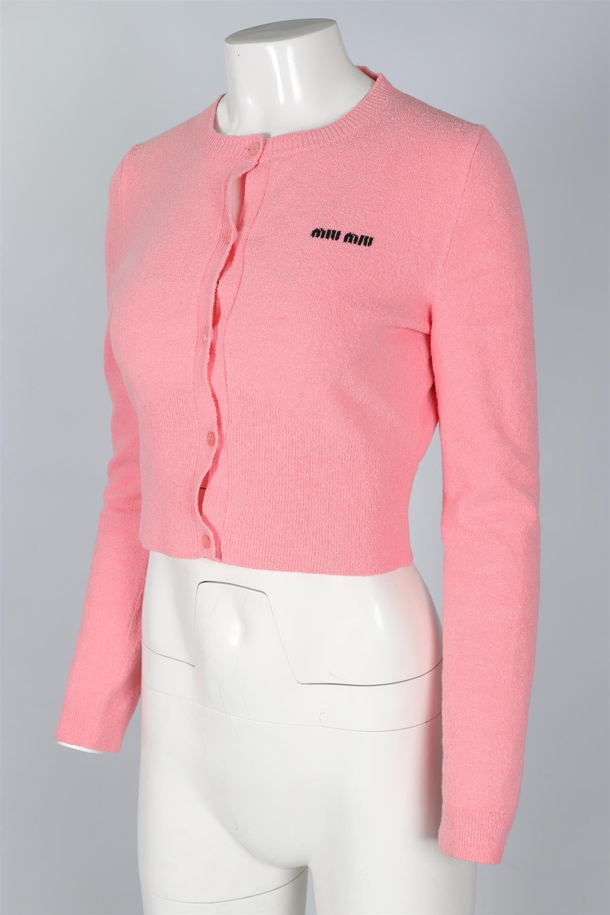 MIU MIU PINK COTTON CARDIGAN IT 42 UK 10