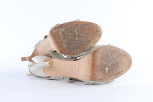 JIMMY CHOO SILVER LEATHER SANDALS
