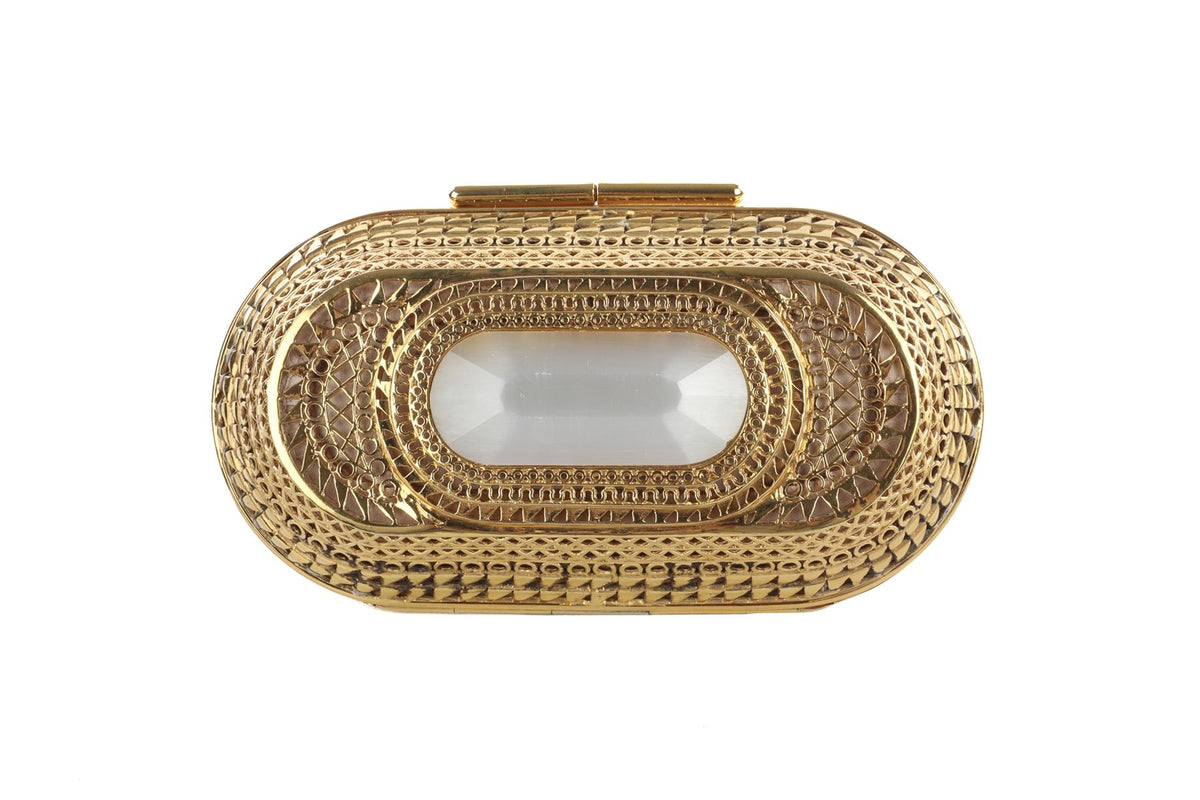 JIMMY CHOO GOLD METAL CLUTCH