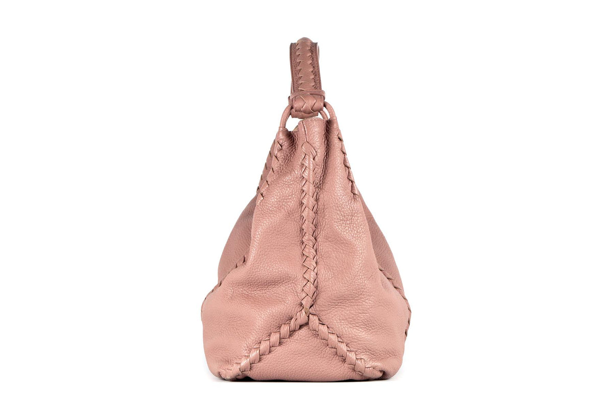 BOTTEGA VENETA PINK CERVO LEATHER SHOULDER BAG