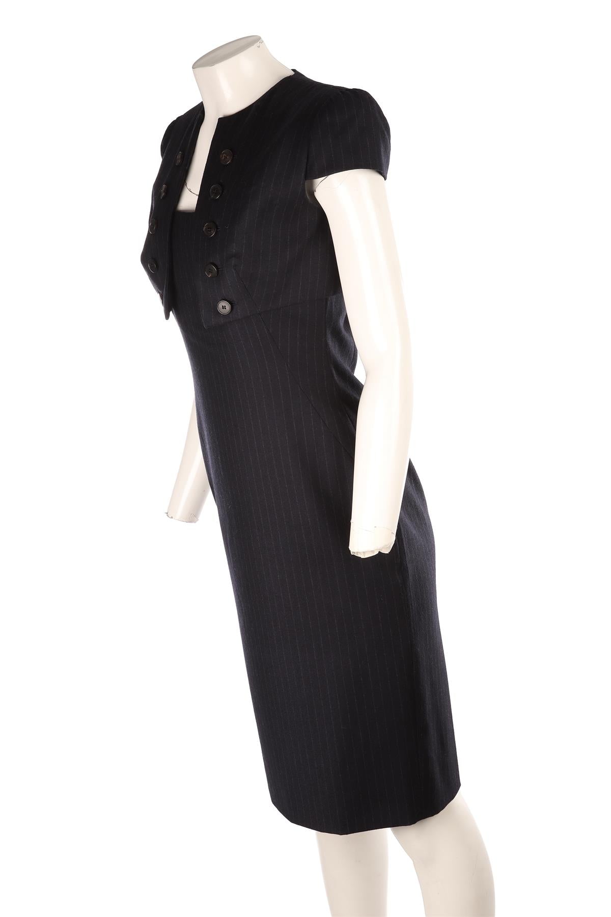 ALEXANDER MCQUEEN NAVY 2011 WOOL MIDI DRESS IT 42