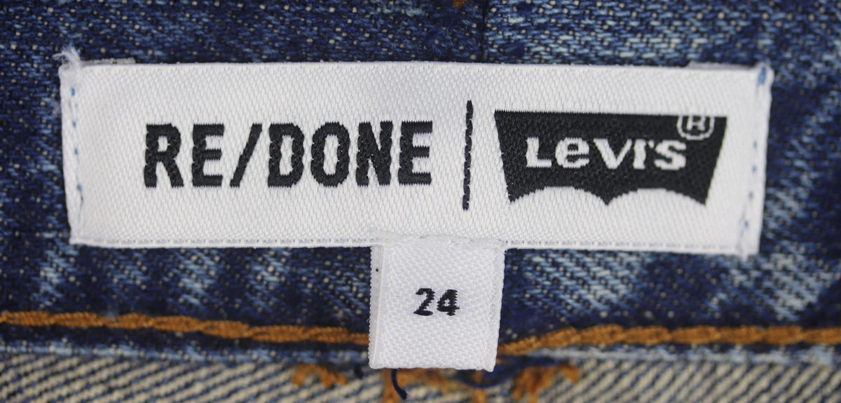 RE/DONE DISTRESSED HIGH WAISTED DENIM SHORTS W24 UK 6