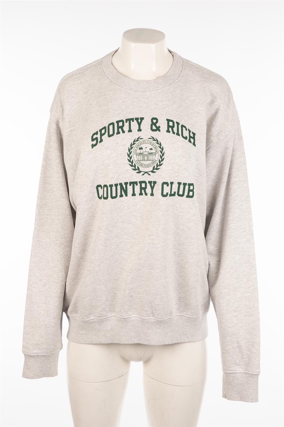 SPORTY & RICH GREY COTTON SWEATSHIRT MEDIUM