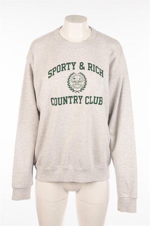 SPORTY & RICH GREY COTTON SWEATSHIRT MEDIUM