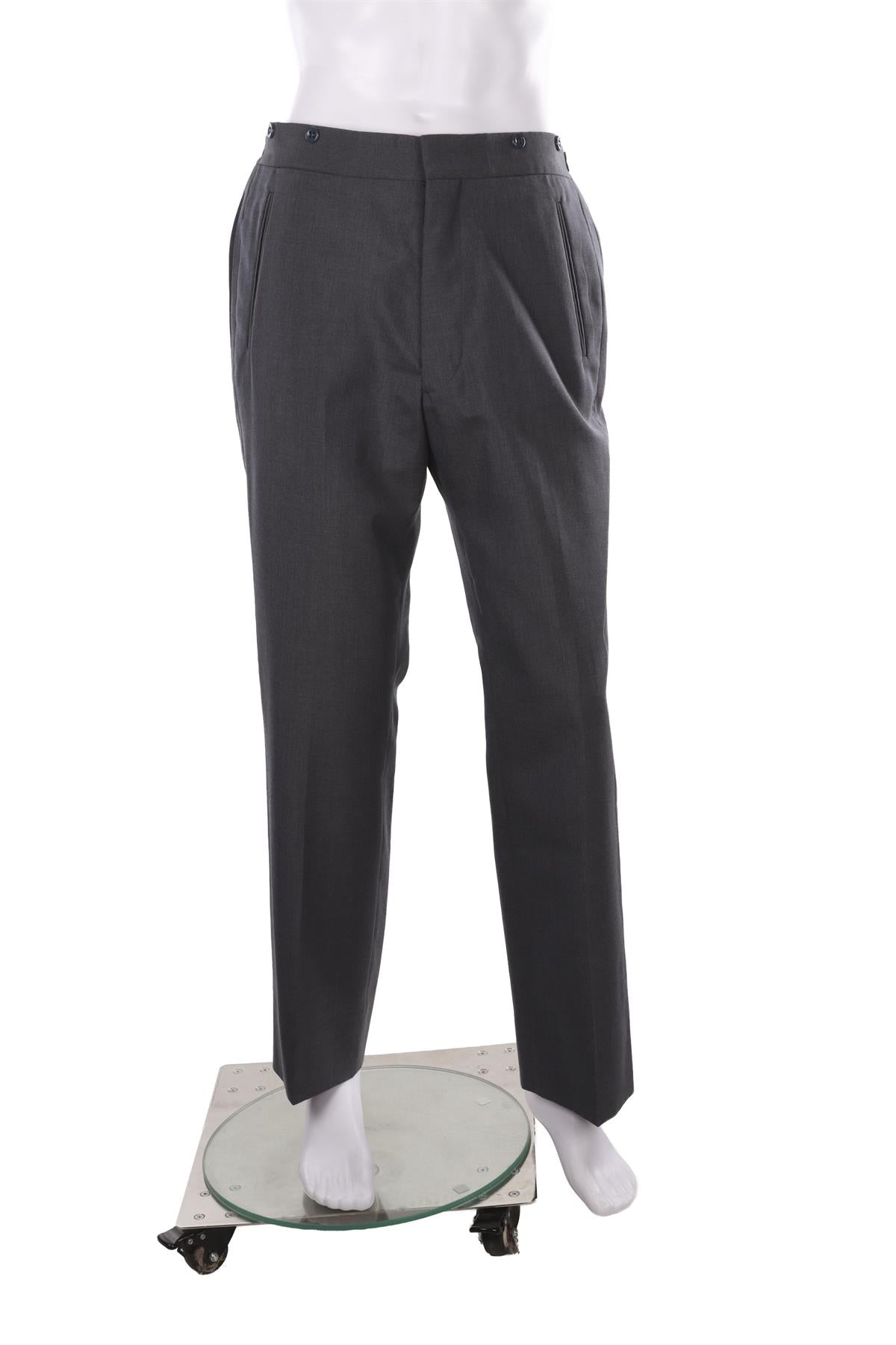 BLUE MEN'S WOOL STRAIGHT LEG PANTS