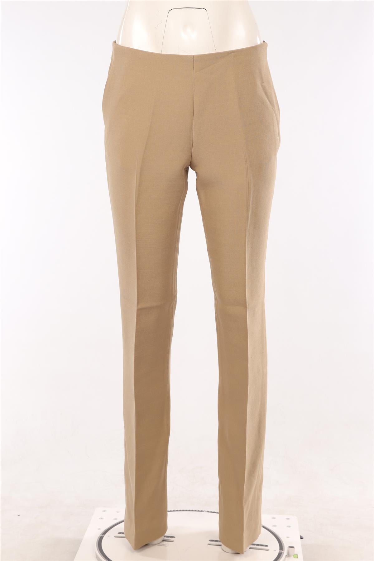 THE ROW BEIGE WOOL STRAIGHT LEG PANTS US 6 UK 10