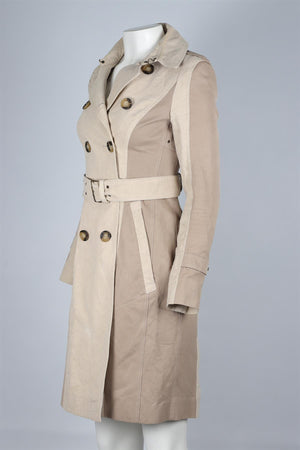 BURBERRY PRORSUM TAN LINEN TRENCH COAT FR 38 UK 10